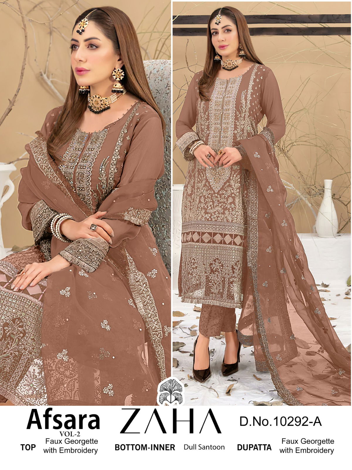 Afsara Vol 2 By Zaha Georgette Embroidery Pakistani Suits Wholesale Price In Surat